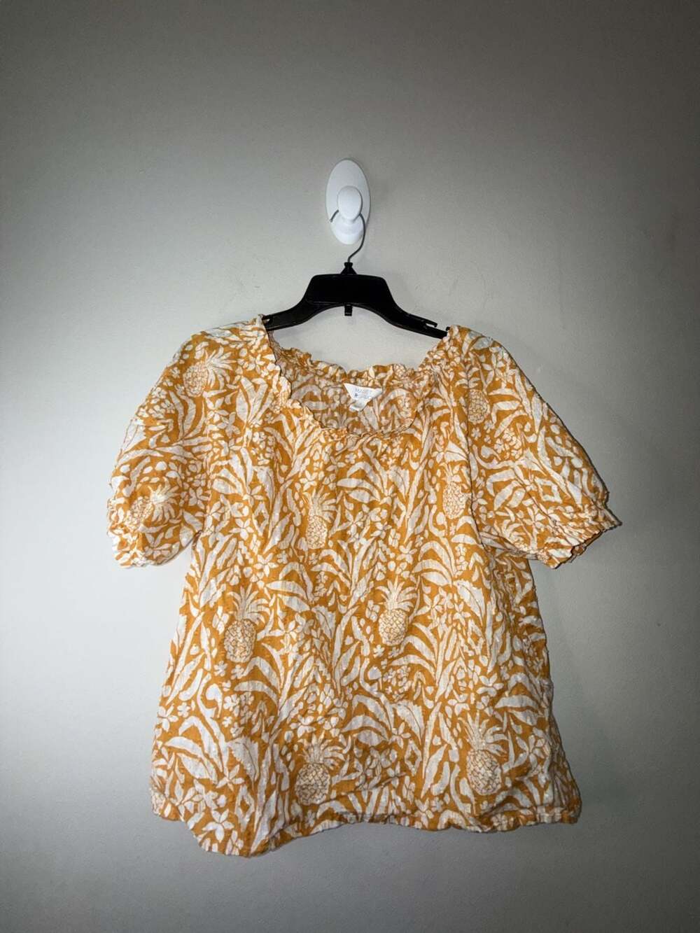 Market & Spruce Women's Pineapple Floral Print Cotton Smocked Top